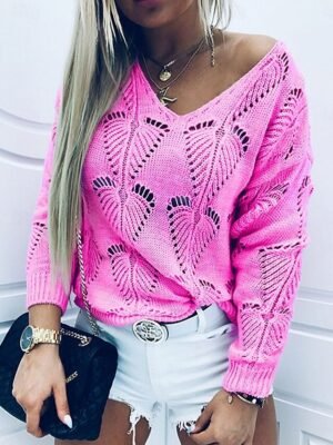 Casual Regular Pure Colour V Neck Long Sleeve Regular Jumper - Image 3