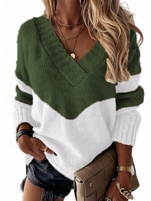 Casual Regular Pure Colour V Neck Long Sleeve Regular Top - Image 3