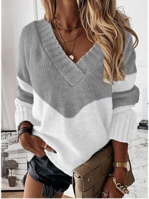 Casual Regular Pure Colour V Neck Long Sleeve Regular Top - Image 4