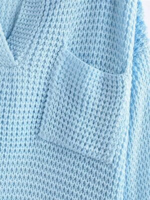 Casual Regular Pure Colour V Neck Long Sleeve Knit Jumper - Image 5