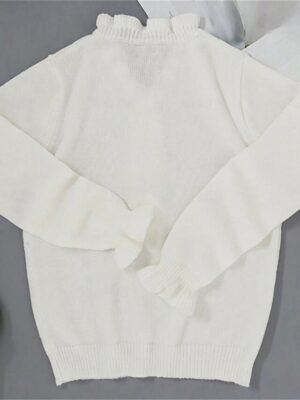 Casual Regular Pure Colour V Neck Ruffle Long Sleeve Knit Top - Image 2