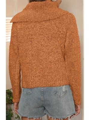 Casual Regular Pure Ribbed Shirt Collar Long Sleeve Knit Top - Image 2