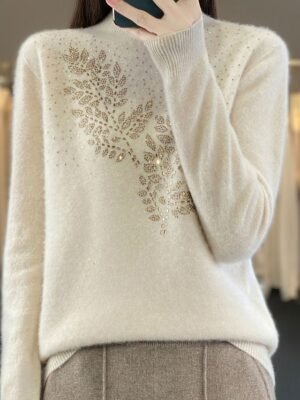 Casual Regular Pure Ribbed Stand Collar Long Sleeve Sweater - Image 1