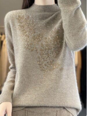 Casual Regular Pure Ribbed Stand Collar Long Sleeve Sweater - Image 6