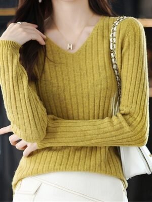 Casual Regular Pure V Neck Long Sleeve Knitted Jumper - Image 6