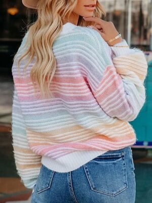 Casual Regular Rainbow Crew Neck Long Sleeve Jumper - Image 2