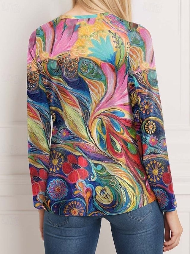 Casual Regular Rainbow Crew Neck Long Sleeve Top - Image 2