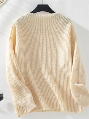 Casual Regular Ribbed Crew Neck Long Sleeve Knit Jumper - Image 10