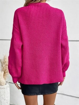 Casual Regular Ribbed Crew Neck Long Sleeve Knit Jumper - Image 2