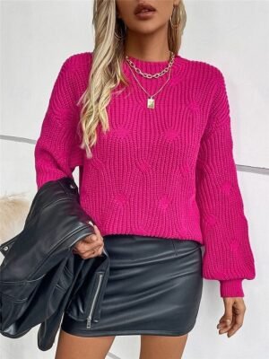 Casual Regular Ribbed Crew Neck Long Sleeve Knit Jumper - Image 6
