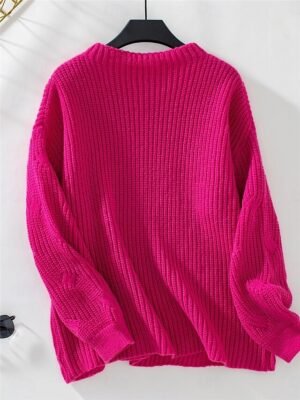 Casual Regular Ribbed Crew Neck Long Sleeve Knit Jumper - Image 8