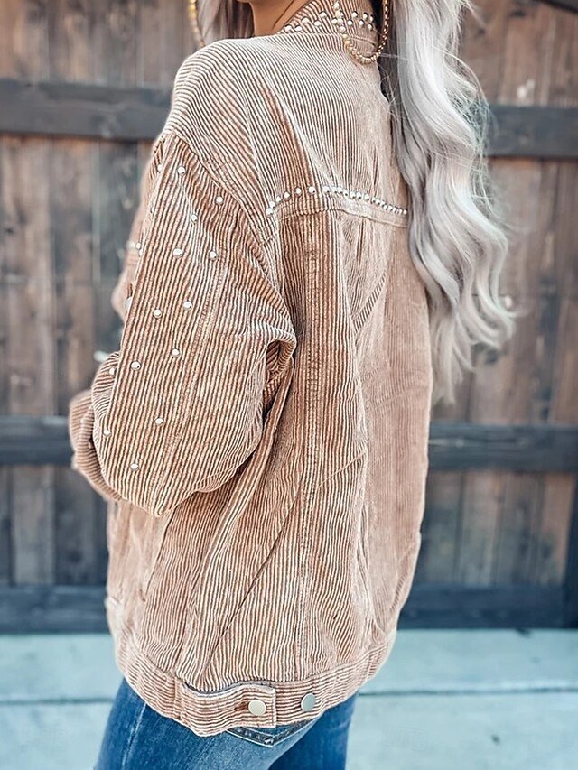 Casual Regular Solid Button Long Sleeve Jacket - Image 2