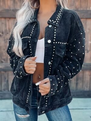 Casual Regular Solid Button Long Sleeve Jacket - Image 5