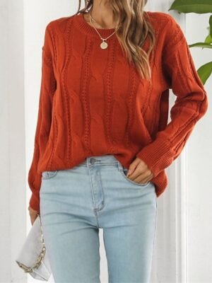 Casual Regular Solid Colour Crew Neck Long Sleeve Pullover - Image 1