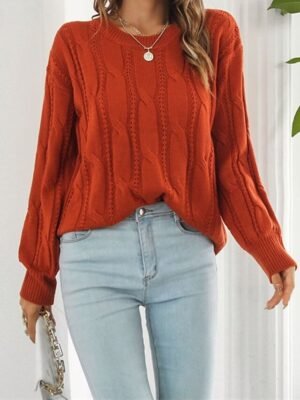 Casual Regular Solid Colour Crew Neck Long Sleeve Pullover - Image 2