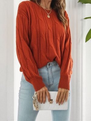 Casual Regular Solid Colour Crew Neck Long Sleeve Pullover - Image 3