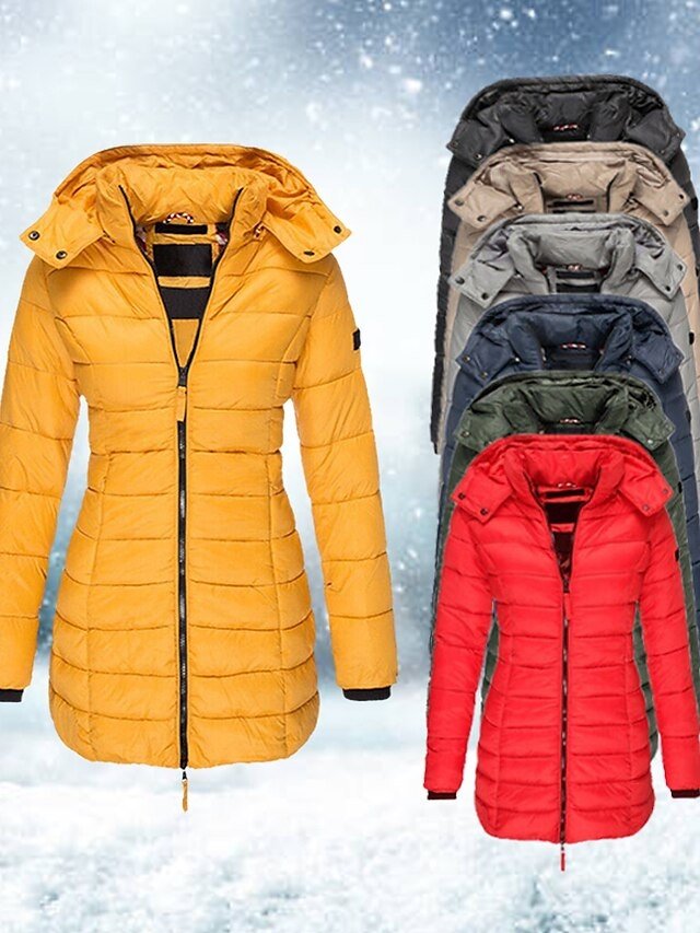 Casual Regular Solid Colour Full Zip Long Sleeve Parka - Image 1