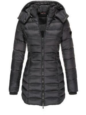 Casual Regular Solid Colour Full Zip Long Sleeve Parka - Image 12