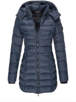 Casual Regular Solid Colour Full Zip Long Sleeve Parka - Image 13