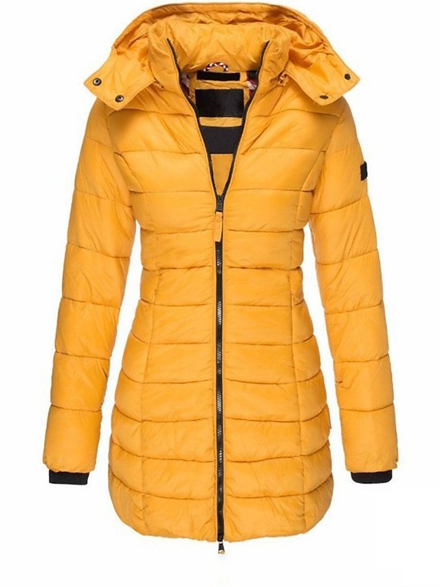 Casual Regular Solid Colour Full Zip Long Sleeve Parka - Image 2