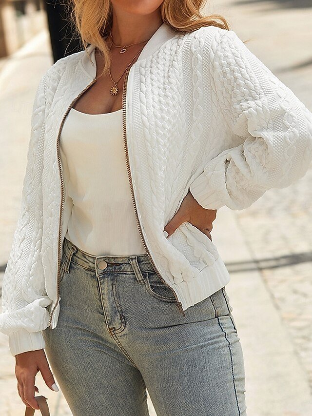 Casual Regular Solid Colour Jacket - Image 2