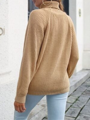 Casual Regular Solid Colour Turtleneck Long Sleeve Pullover - Image 4