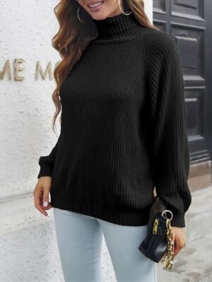 Casual Regular Solid Colour Turtleneck Long Sleeve Pullover - Image 8