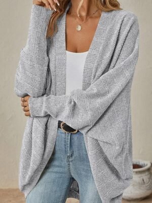 Casual Regular Solid Cowl Long Sleeve Cardigan - Image 11