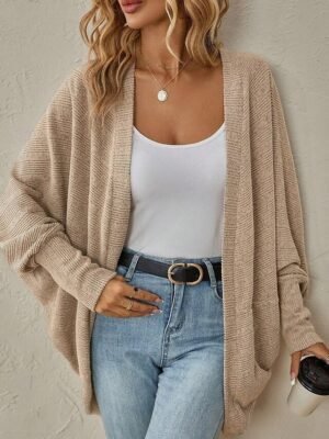 Casual Regular Solid Cowl Long Sleeve Cardigan - Image 15