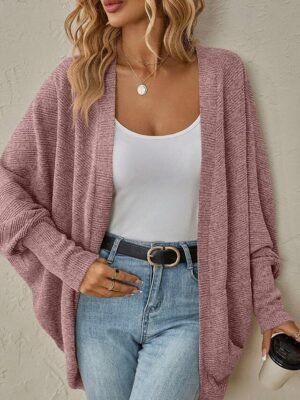 Casual Regular Solid Cowl Long Sleeve Cardigan - Image 18