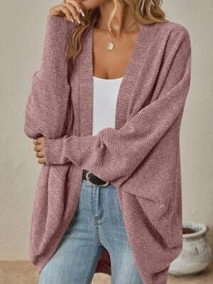 Casual Regular Solid Cowl Long Sleeve Cardigan - Image 19