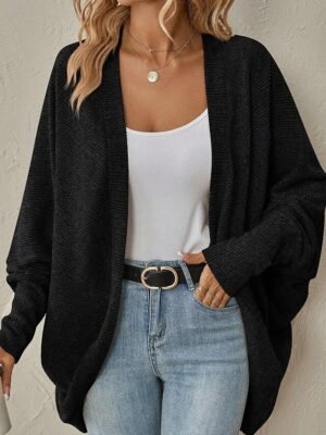 Casual Regular Solid Cowl Long Sleeve Cardigan - Image 7