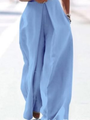 Casual Regular Solid Crew Neck Half Sleeve Long Jumpsuit - Image 5