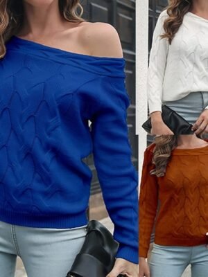 Casual Regular Solid Crew Neck Long Sleeve Knit Pullover - Image 1