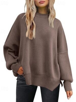 Casual Regular Solid Crew Neck Long Sleeve Sweater - Image 1