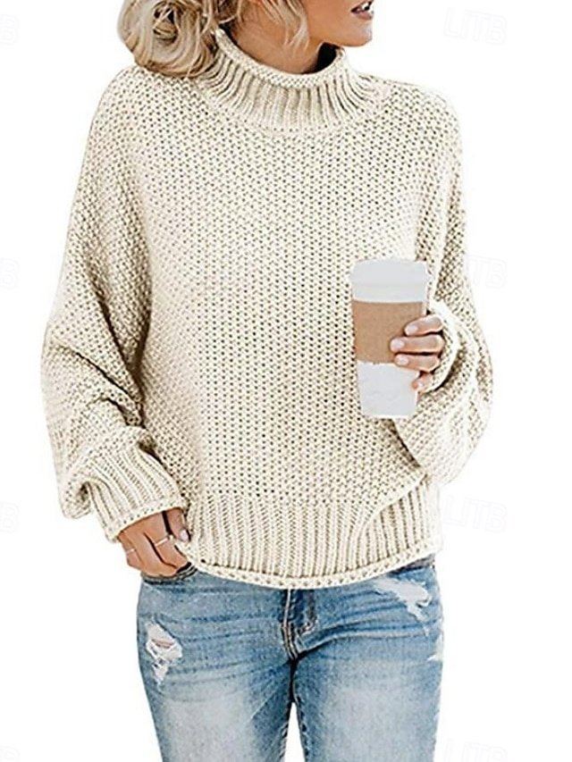 Casual Regular Solid Crew Neck Long Sleeve Knitted Jumper - Image 1