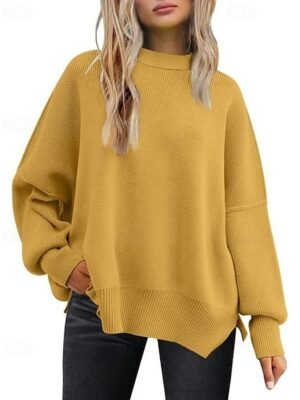 Casual Regular Solid Crew Neck Long Sleeve Sweater - Image 10