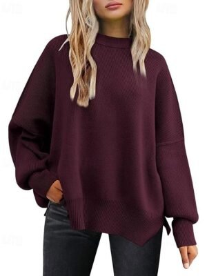 Casual Regular Solid Crew Neck Long Sleeve Sweater - Image 2