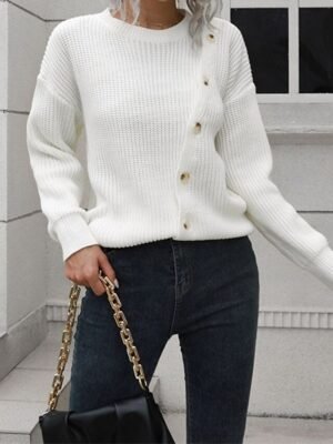 Casual Regular Solid Crew Neck Long Sleeve Pullover Top - Image 2