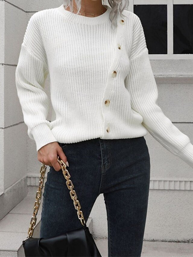 Casual Regular Solid Crew Neck Long Sleeve Pullover Top - Image 2