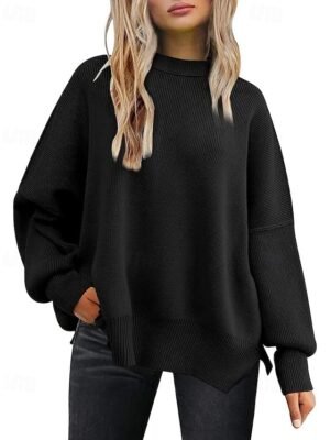Casual Regular Solid Crew Neck Long Sleeve Sweater - Image 3