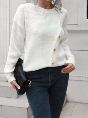 Casual Regular Solid Crew Neck Long Sleeve Pullover Top - Image 3