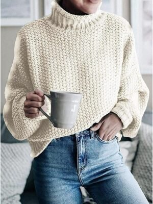 Casual Regular Solid Crew Neck Long Sleeve Knitted Jumper - Image 3
