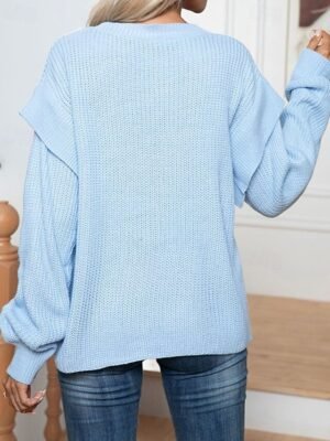 Casual Regular Solid Crew Neck Long Sleeve Knit Pullover - Image 4