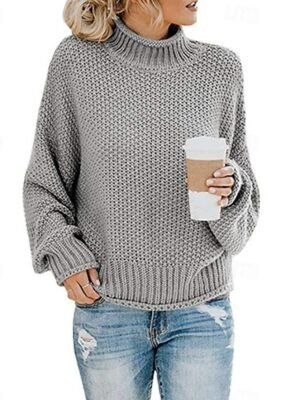 Casual Regular Solid Crew Neck Long Sleeve Knitted Jumper - Image 4