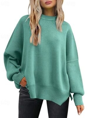 Casual Regular Solid Crew Neck Long Sleeve Sweater - Image 4