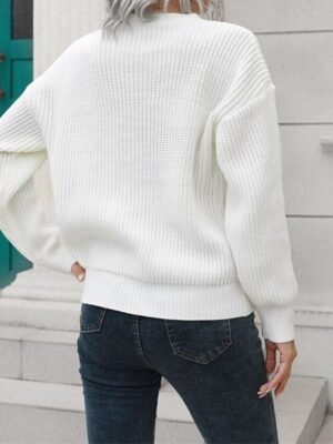 Casual Regular Solid Crew Neck Long Sleeve Pullover Top - Image 4