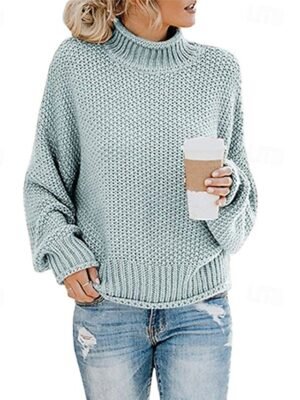 Casual Regular Solid Crew Neck Long Sleeve Knitted Jumper - Image 5