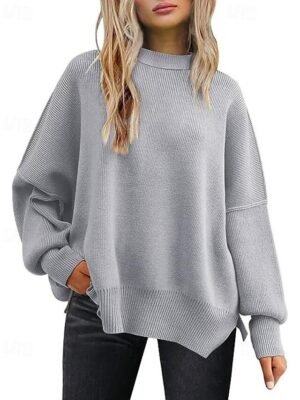 Casual Regular Solid Crew Neck Long Sleeve Sweater - Image 5