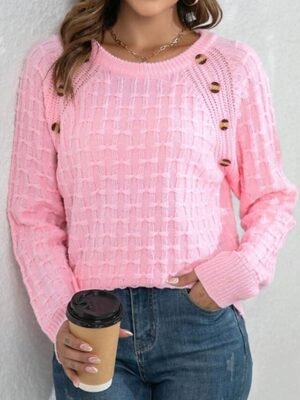 Casual Regular Solid Crew Neck Long Sleeve Knit Pullover - Image 5